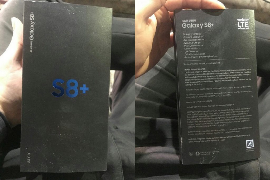 galaxy s8 plus box