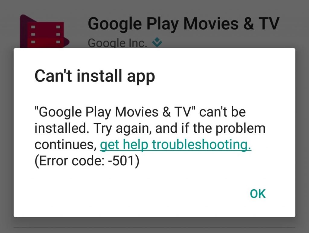 Google Play Store Error 501