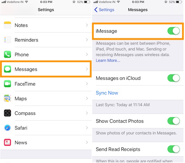 Enable iMessage