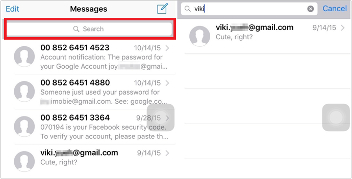 Search iMessage iPhone