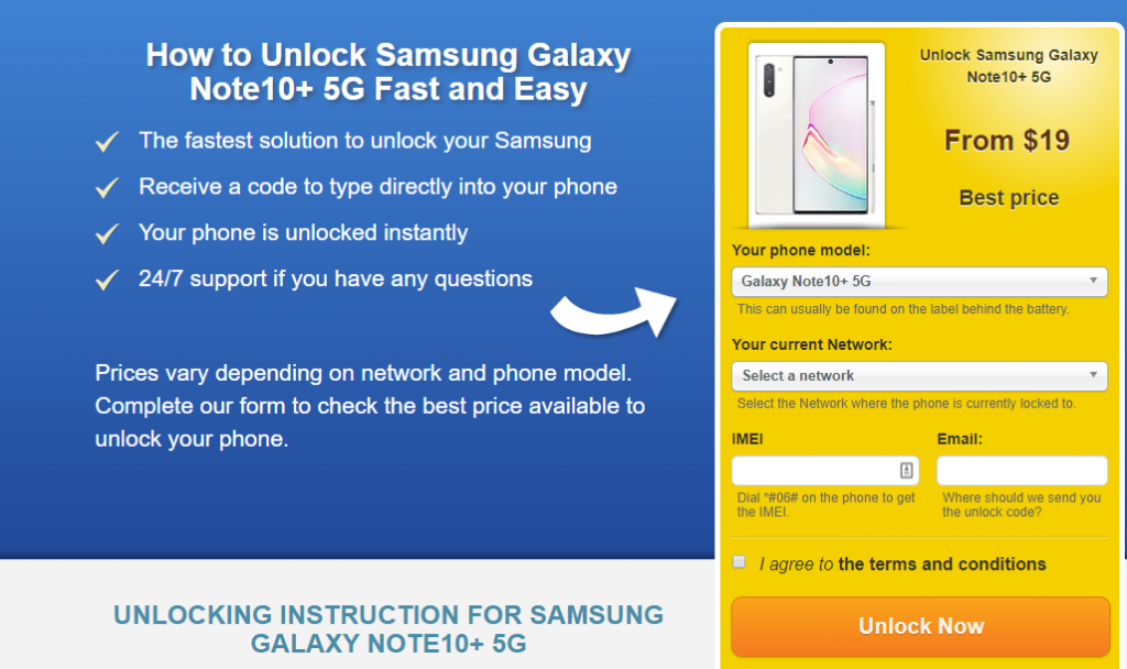 unlock  galaxy note10+ 5g